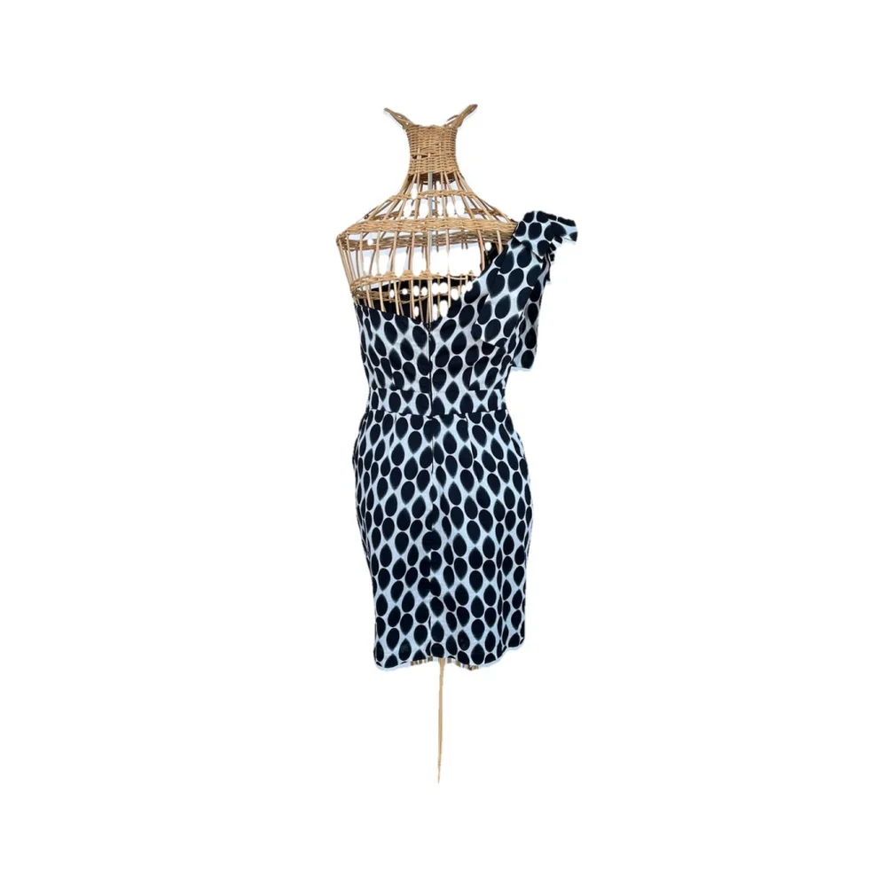 Dots One Shoulder Polka Dot Dress Black White Women S, Sexy Party Cocktel - Picture 6 of 16